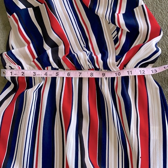 Tacera Red White & Blue Bold Striped Cropped Palazzo Jumpsuit size Small - Picture 9 of 13